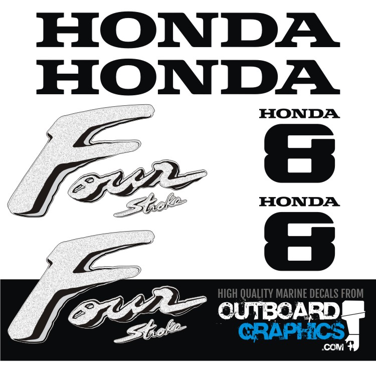 Honda 8hp 4 stroke outboard engine decals/sticker kit 