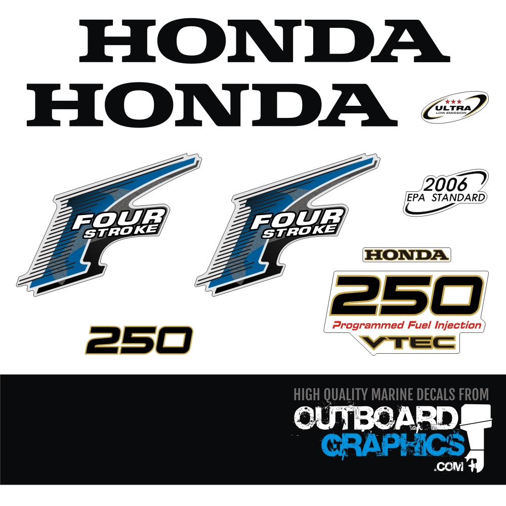 Outboard Engine Graphics Kit Sticker Decal for Honda 225 hp Silver 