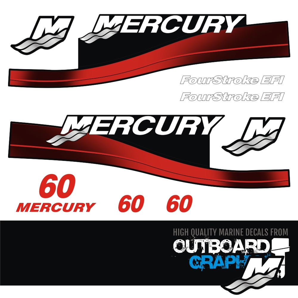 Mercury 125hp two stroke Saltwater series outboard decals/sticker kit
